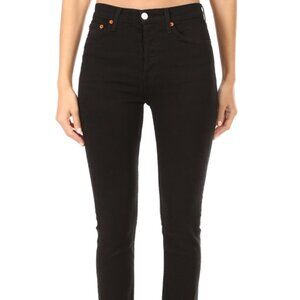 Re/Done High-Rise Ankle Crop Jeans (Black 99) Size 28
